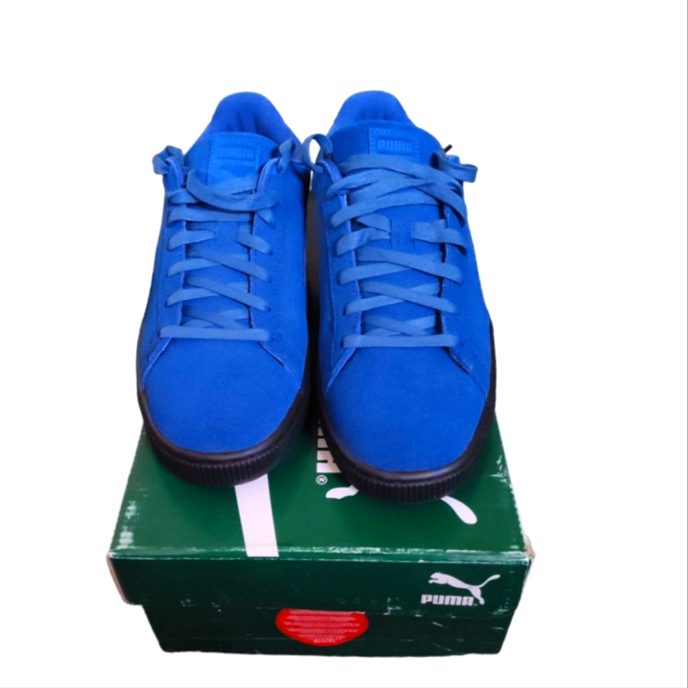 Puma Suede Black Sole 36443403 Mens Blue Casual Lace  Sneakers Shoes Size 9.5